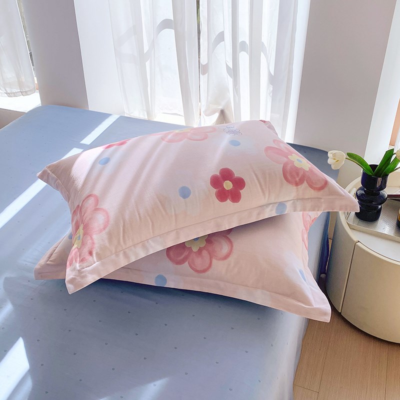 100全棉枕头套家用成人枕芯套枕套单件纯棉斜纹单人48x74cm一对装