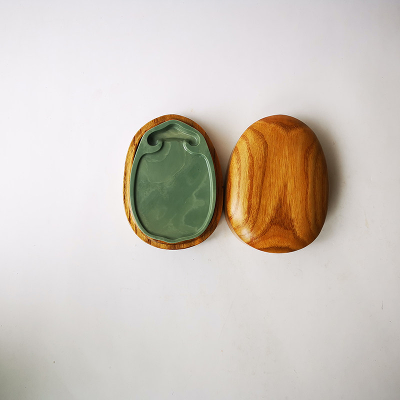 砚台绿松花石带木盒御砚堂禅砚单打墨海行囊砚4寸小砚台磨墨实用