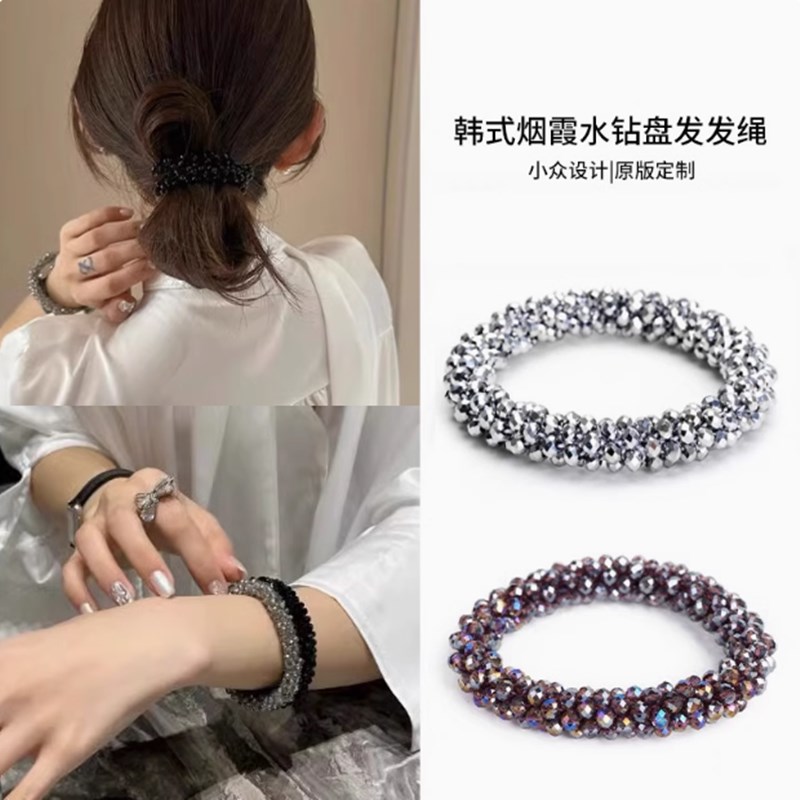简约气质b闪钻发圈女2025新款高端手链发绳高弹力橡皮筋扎马尾头