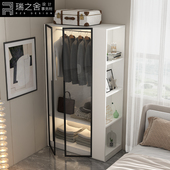 单人小型衣柜家用卧室床头转角柜一半书柜一半衣柜实木衣柜置物柜