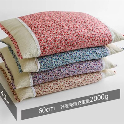 加大纯棉长方形颈椎枕头枕芯外套皮内胆空布袋荞麦壳拉链拆洗填充