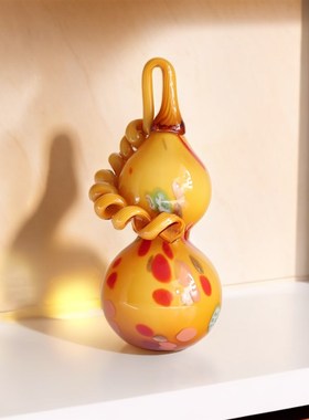 乔迁新居礼物葫芦摆件新中式开业搬家办公室高档客厅酒柜轻奢琉璃