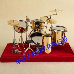 迷你镀金架子鼓爵士鼓模型摆件小提琴吉他送老师同学毕业生日礼物