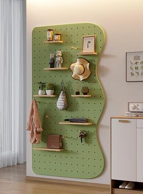 9W定 制入户玄关实木绿色洞洞板 木质墙上展示收纳墙置物架其他