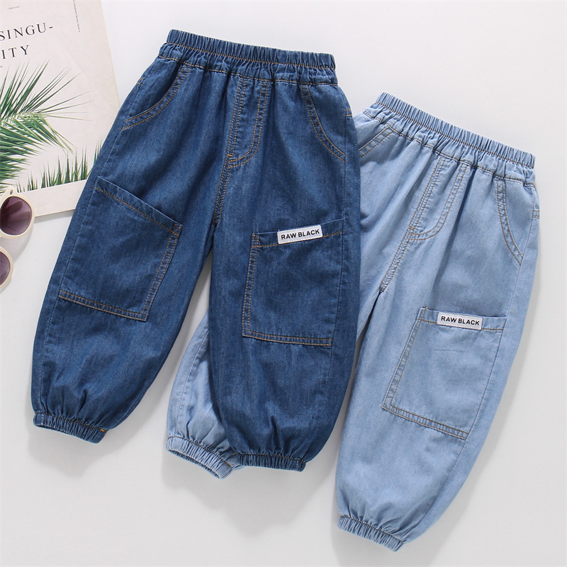 纯棉男童裤子夏季薄款束脚大口袋