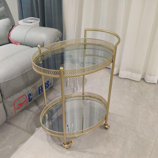 欧式餐车展厅茶水车家用闲置茶几美容院小推车移动餐边酒杯架玻璃