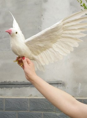 仿真羽毛鸽子家居摆件和平白鸽场景布置婚庆装饰摄影道具动物模型