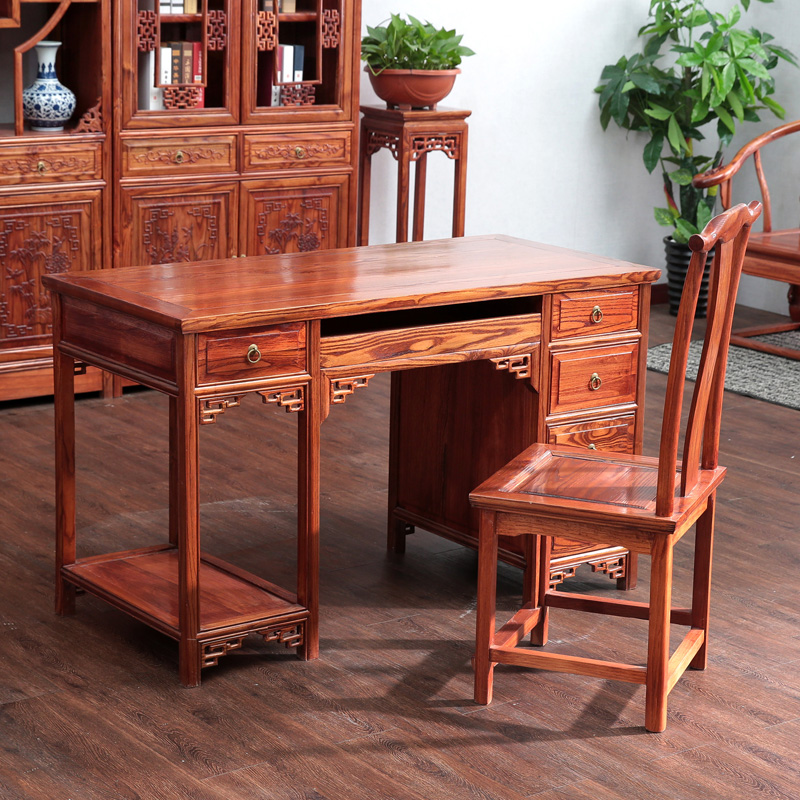 仿古实木电脑桌榆木办公桌看诊桌中药房桌子中医馆中医诊桌书桌