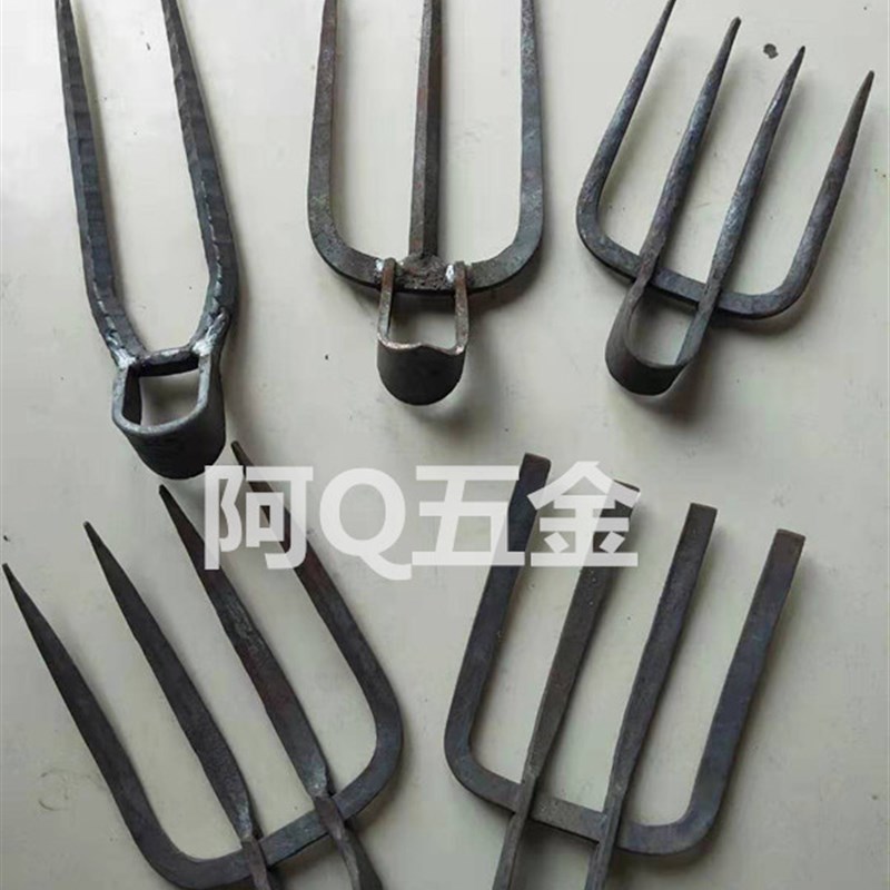 锻打农用工具四齿耙三齿二齿钉耙子 扒草铁耙子四丁四齿叉锄头