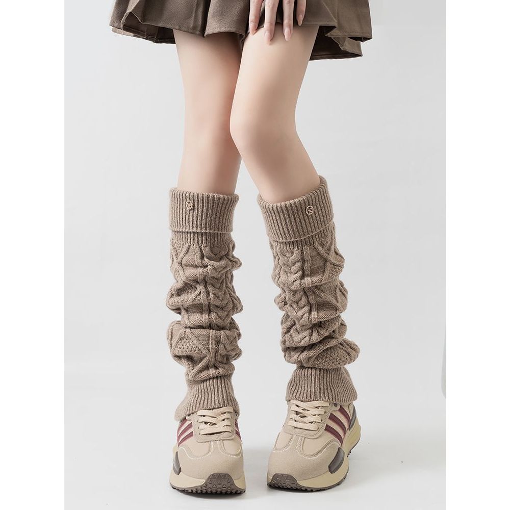 秋冬加厚保暖针织袜套羊毛美拉德日系显瘦ins透气女小腿堆堆长袜