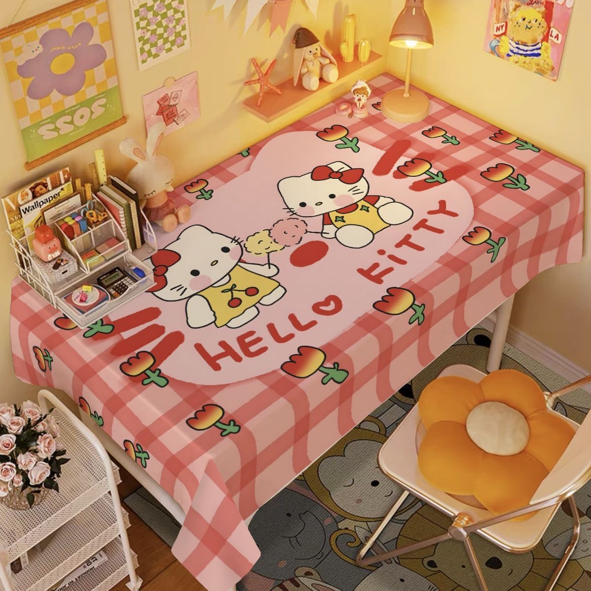 ins风少女心卡通少女心桌布布艺