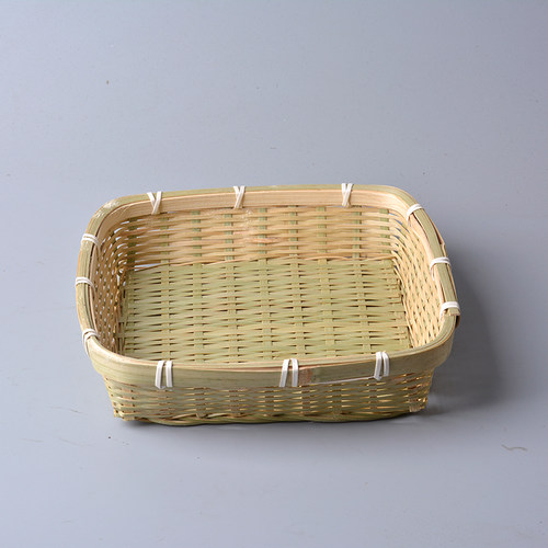 纯手工竹编制品竹筐正方形果盘茶盘餐厅点心馒头收纳筐瓜子盘农家