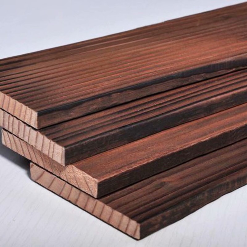 户外碳化地板防腐板材长方条方木炭烧樟子松实木材料防水火烧木板
