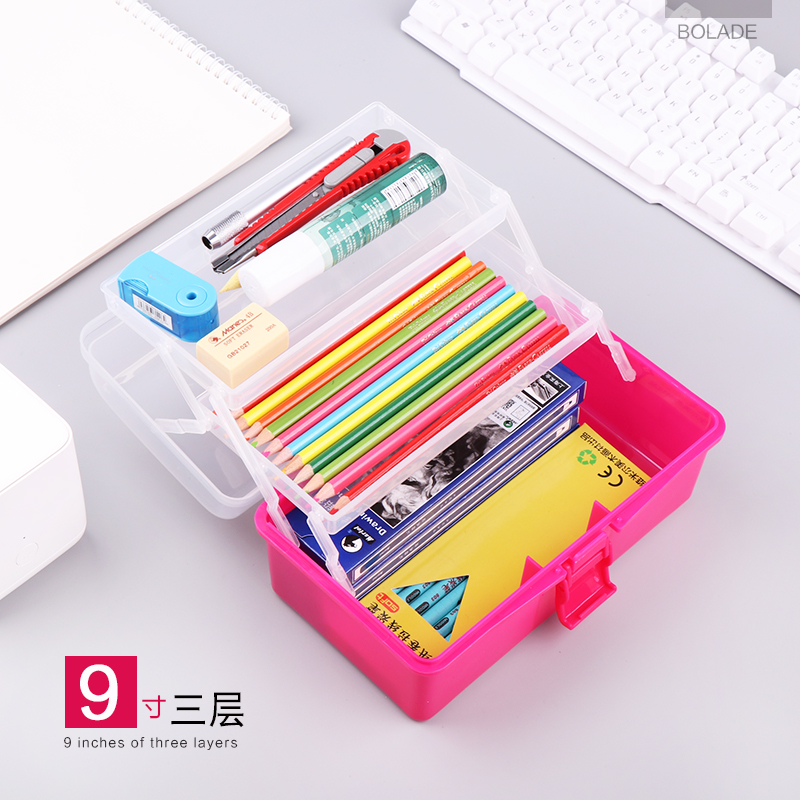 绘画素描铅笔盒美术生简约双层大容量多层收纳盒多功能工具塑料箱