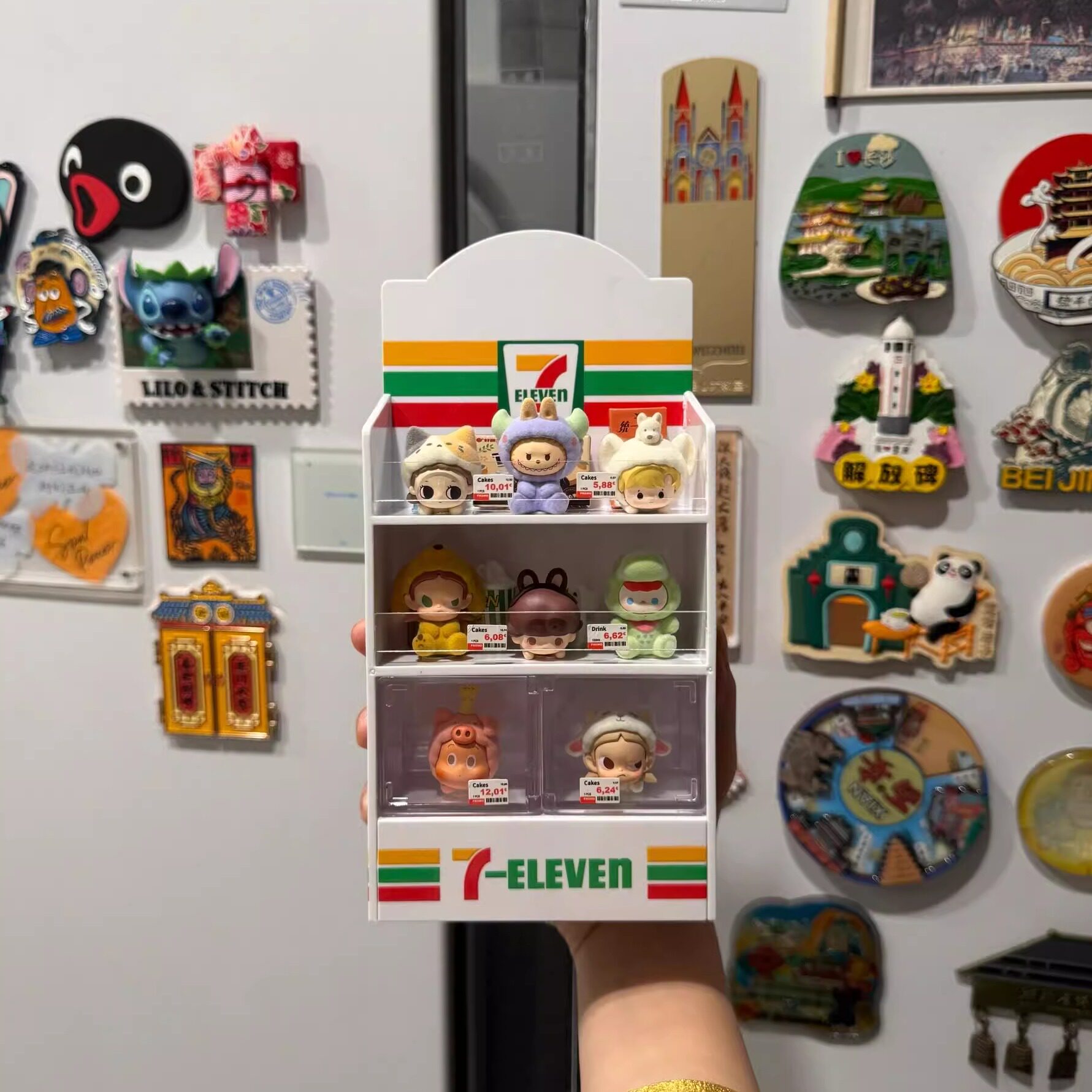 萌粒展示盒迷你仿真超市展示柜冰箱贴娃娃屋小货架摆件过家家玩具