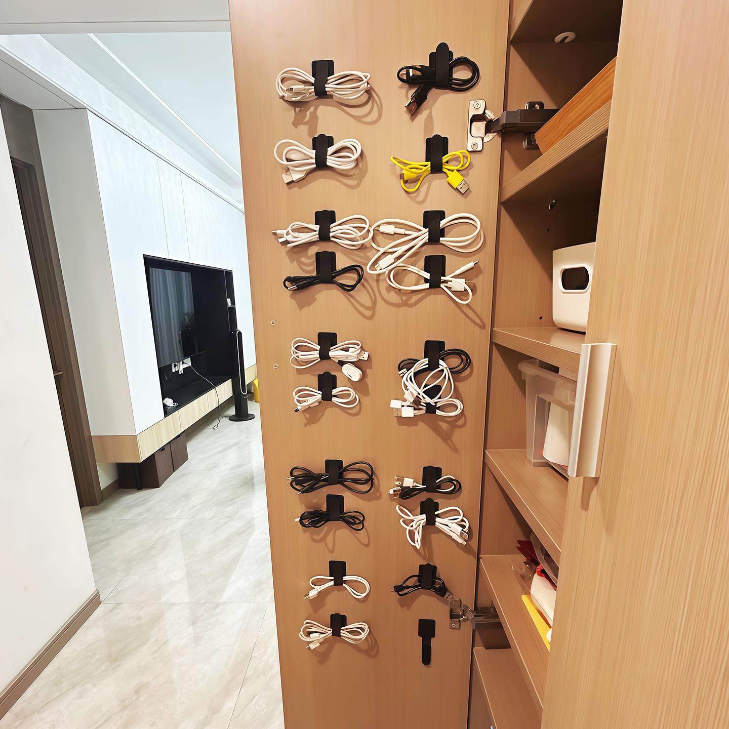 数据线收纳神器扎带魔术贴强力背胶桌面充电线壁挂绑带床头固定器