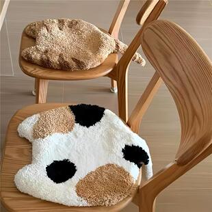 三花猫尾巴椅子坐垫创意毛绒猫咪秋冬餐桌椅子屁股垫久坐防滑椅垫