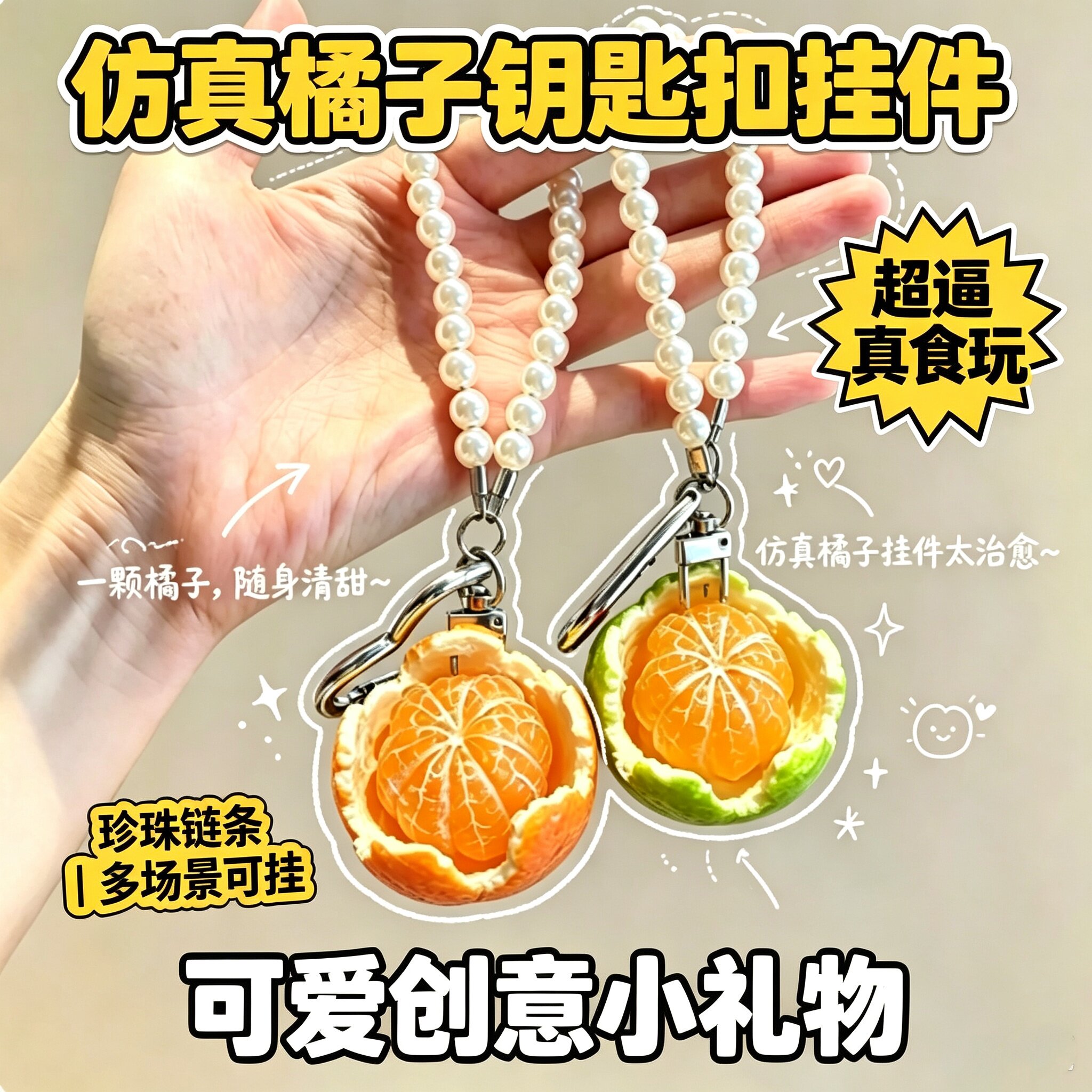 仿真橘子包挂件食玩钥匙扣