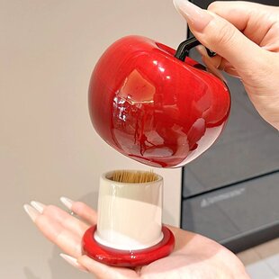 苹果牙签盒高颜值陶瓷牙签牙线罐创意2026新款高级感装饰收纳摆件