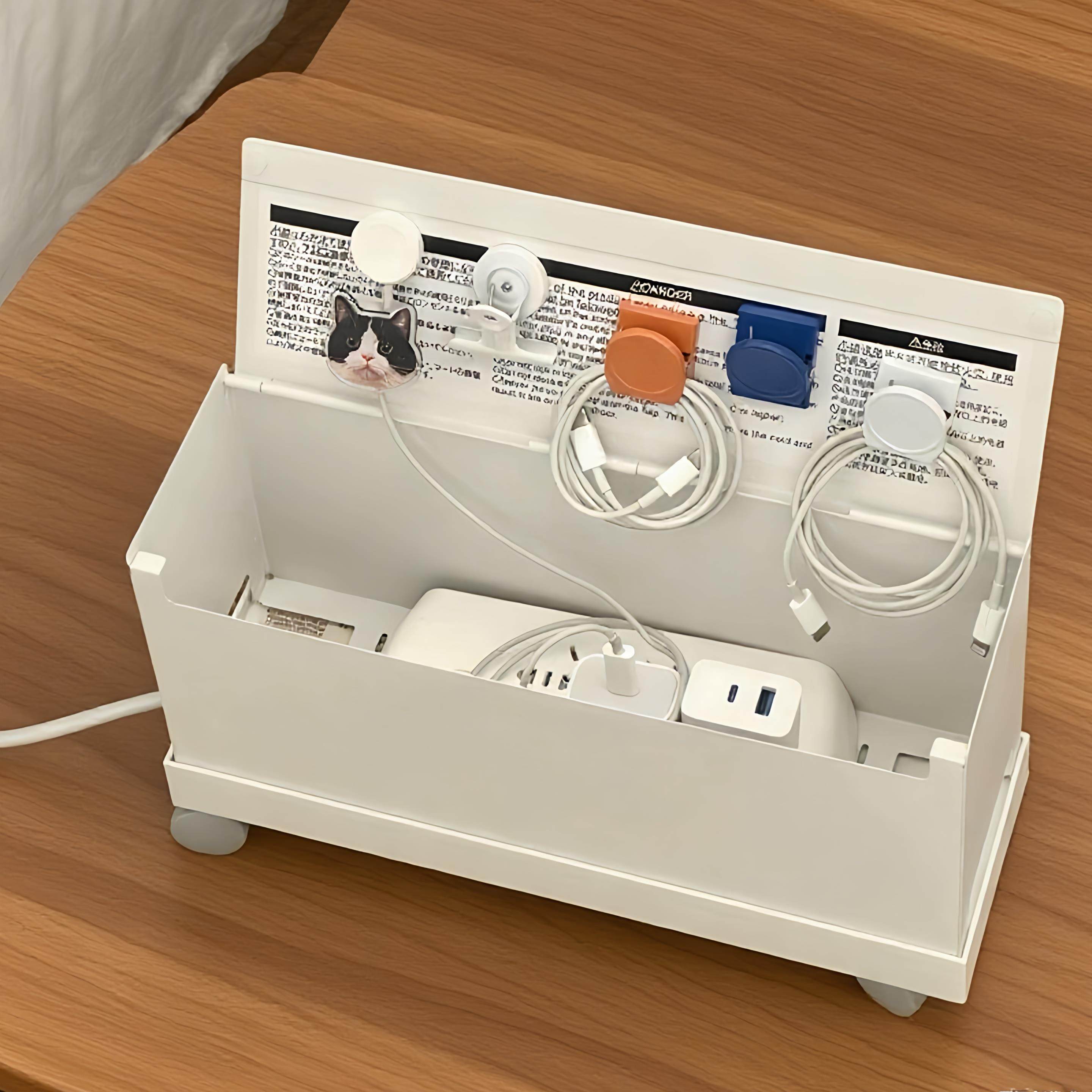 数据线充电器收纳盒桌面插排插座多功能便携防水大容量家用理线盒