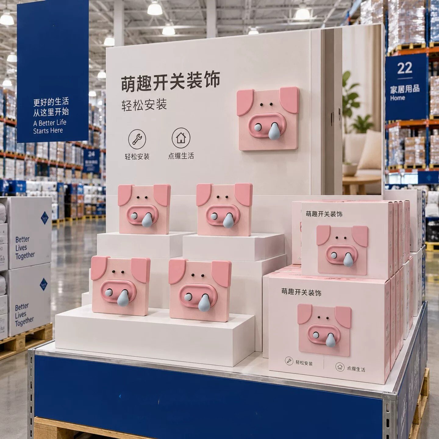 鼻涕猪开关装饰可爱卡通猪鼻子遮丑神器3d立体开关贴房间改造神器