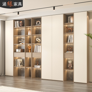 书柜一体整墙到顶置物柜家用书房收纳书架客厅展示柜储物柜7F65
