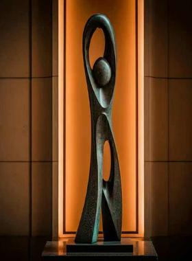 侘寂风酒店大堂高端抽象雕塑艺术品样板间会所装饰品玄关落地摆件