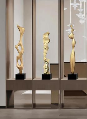 抽象人物雕塑无障碍豪华高端客厅入口落地修长高大修长的艺术饰品