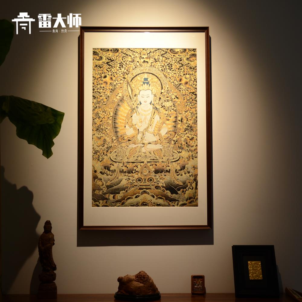 虚空藏菩萨唐卡挂画 刺绣藏传佛像客厅玄关装饰画新中式沙发背景
