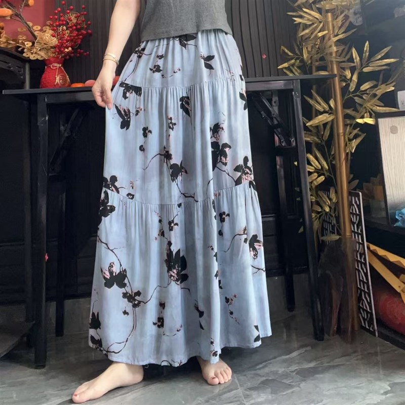 棉绸睡裙女士夏季薄款甜美可外穿半身裙宽松人造棉网红大码沙滩裙