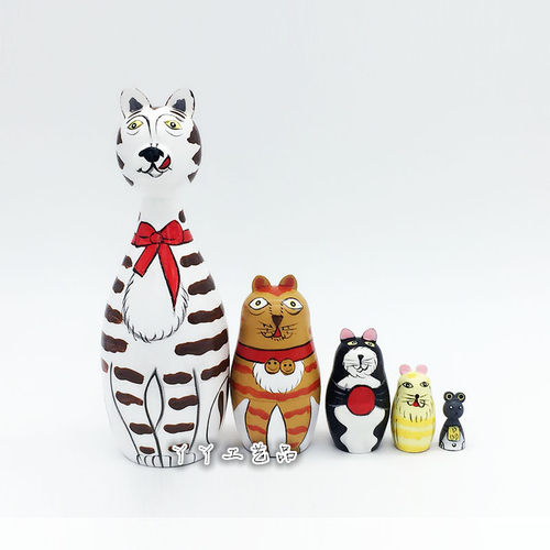 五层小猫之家套娃木制玩具工艺礼品玩具教具毕业设计