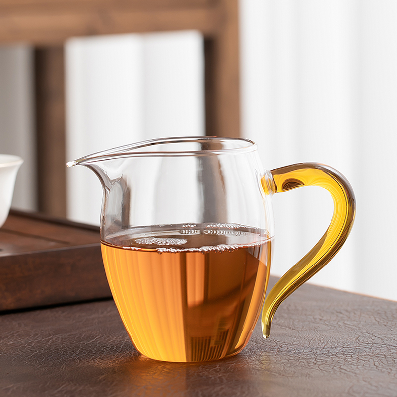 玻璃公道杯带手把耐热加厚分茶器大小号手工茶海功夫茶具茶道配件