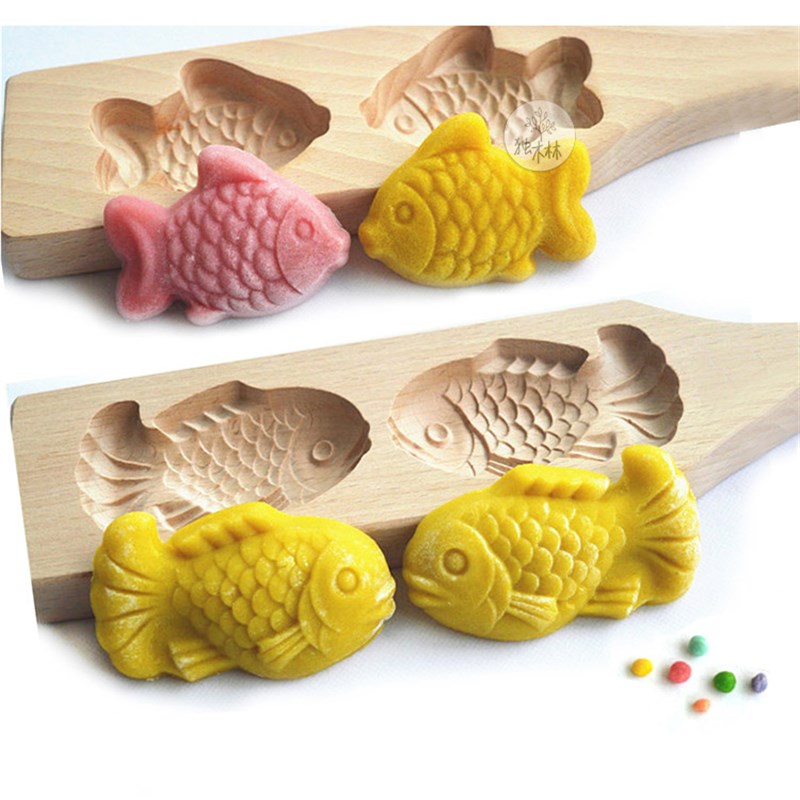 过年春节卡通小鱼形做馒头面食蒸糕烘焙辅食山药绿豆糕点月饼模具