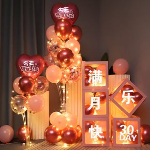 宝宝满月气球装饰品女男孩满月宴气氛场景布置儿童满月百天背景墙