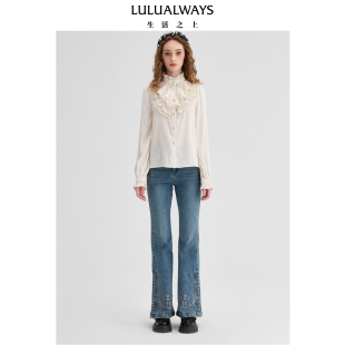 新款 24秋季 法式 优雅百搭花边领短款 女 LULUALWAYS 衬衫 商场同款