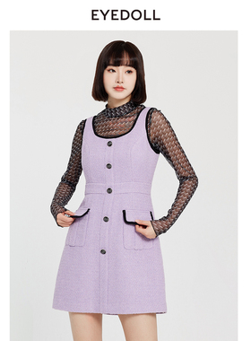 【奥莱】EYEDOLL优雅时尚小香风短款吊带连衣裙