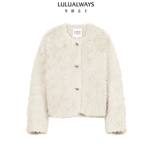 LULUALWAYS【商场同款】25春季新款温柔宽松版型简约毛毛短外套女