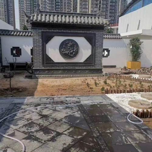 砖雕,迎壁墙砖雕,铺地立瓦仿古青瓦,墙面小青砖室内装修瓦条w