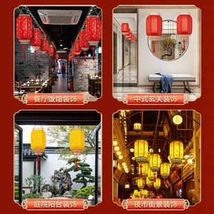 2025新款电池羊皮大红灯笼别墅庭院挂饰免插电款阳台大门口一对装