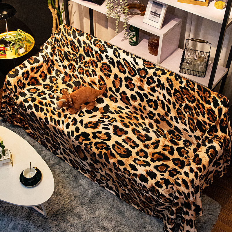 个性豹纹沙发巾全盖毯冬季毛毯垫可盖可铺沙发罩扶手巾披肩毯潮流