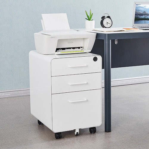 钢制活动柜办公桌下柜移动文件柜矮柜带锁三抽屉储物柜挂捞收纳柜