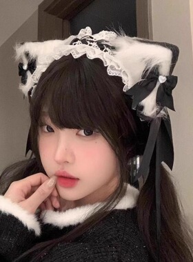 蓝色洛丽塔cos猫耳朵发箍lolita猫娘兽耳发带KC头饰发夹女仆发饰