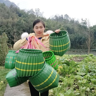 塑钢带编织采茶篓非竹篓采茶叶篮子农用采摘杨梅蘑菇斜挎腰边鱼篓