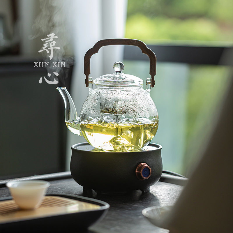 寻心高硼硅玻璃烧水壶提梁壶家用电磁炉茶壶平底壶功夫茶具泡茶壶