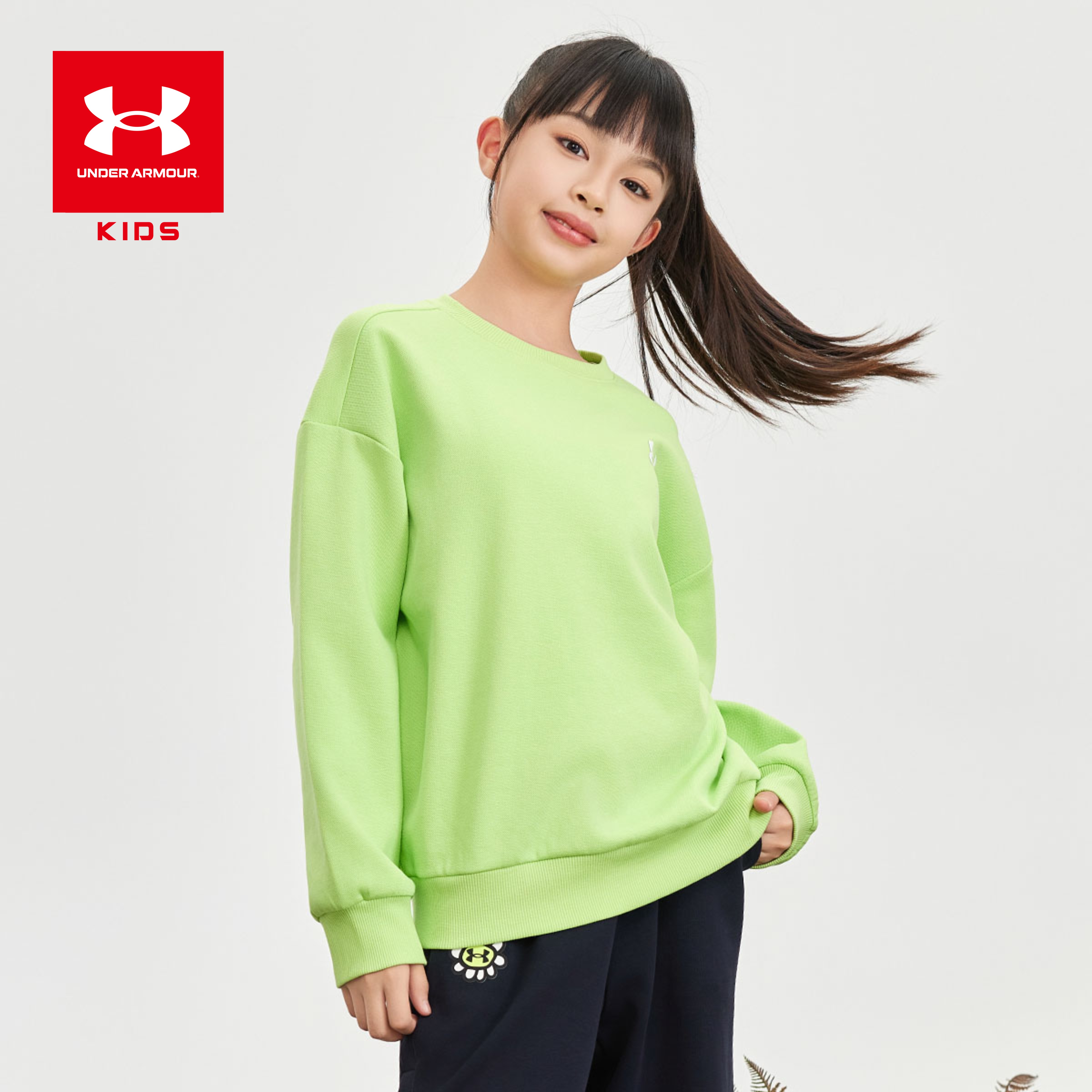 安德瑪秋季新款男女童圓領衛衣