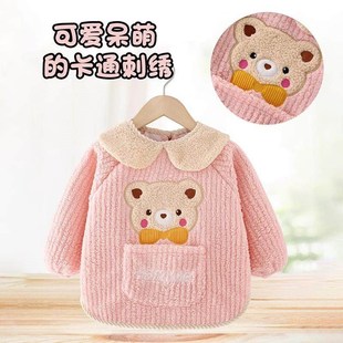 000宝宝罩衣2025新款加秋冬水厚儿童吃饭围兜防脏防围裙外出反穿