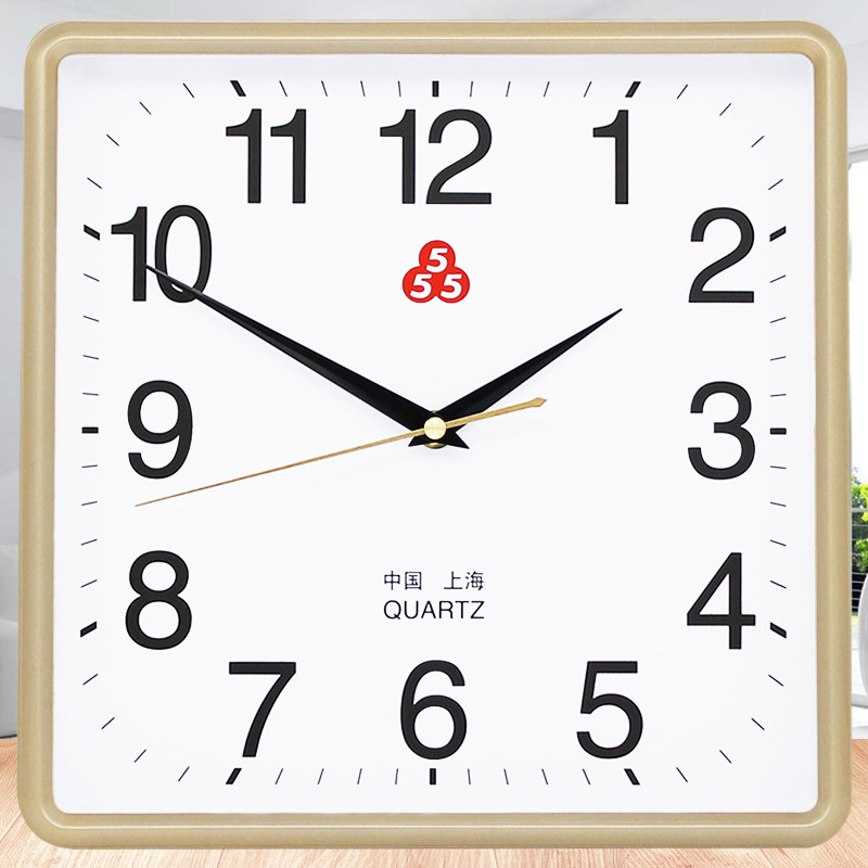 三五牌石英钟方形时钟挂钟客厅现代简约大气电子钟表静音卧室家用