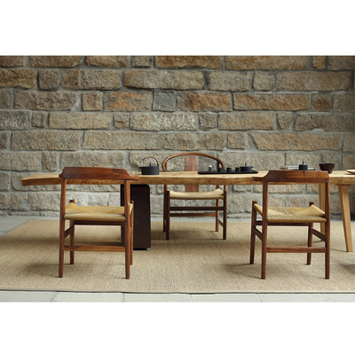 实木大板长桌茶桌di定制尺寸无规则自然边整板风化复古桌