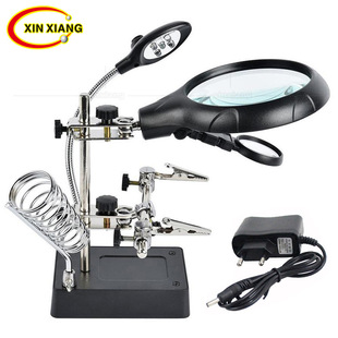 高清十微雕修机带灯光电子专用工作台扩方 维修手表放大镜八倍台式