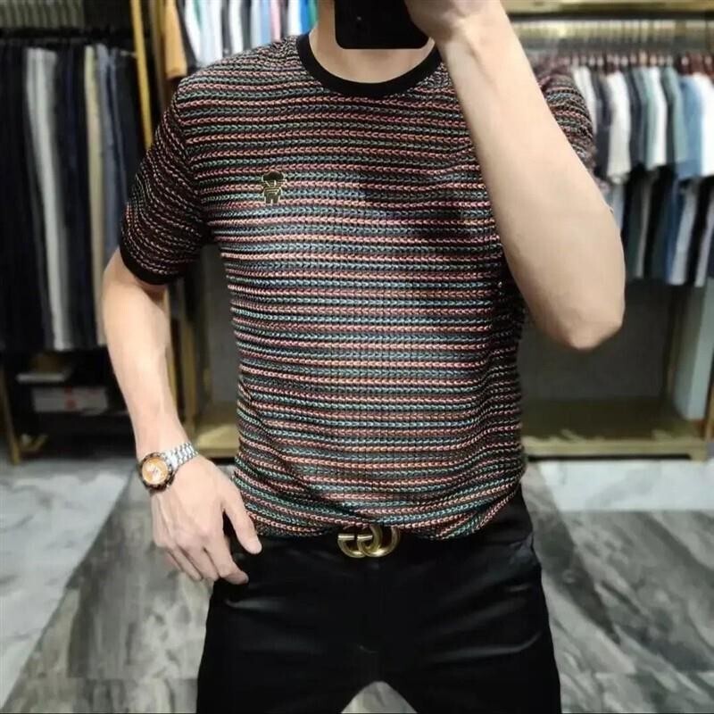 暮云绅廊夏季新款轻奢高品质时尚百搭精品短袖修身气质男潮流冰